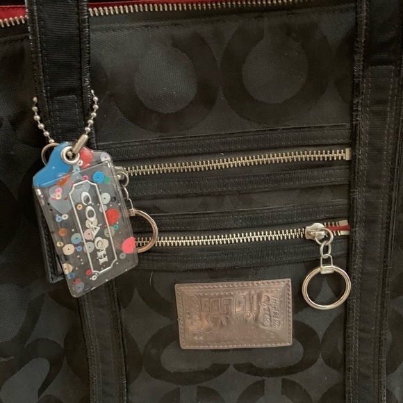 Black Coach Poppy Signature Glam Tote - Picture 2 of 6